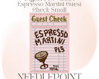 Espresso Martini Guest Check Small Digital Needlepoint Chart PDF