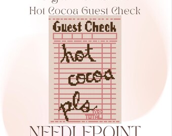 Hot Cocoa Guest Check 18 Mesh Digital Needlepoint Chart PDF