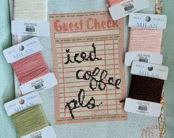 Iced Coffee Guest Check Needlepoint Canvas 13 Mesh