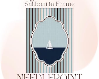 Sailboat in Frame 13 Mesh Digital Needlepoint Chart PDF