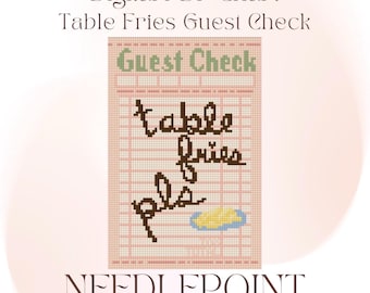 Table Fries Guest Check 18 Mesh Digital Needlepoint Chart PDF