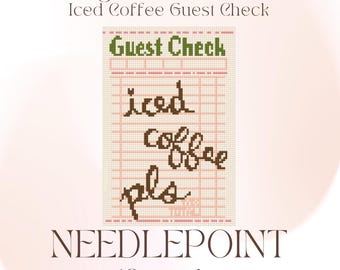 Iced Coffee Guest Check 18 Mesh Digital Needlepoint Chart PDF