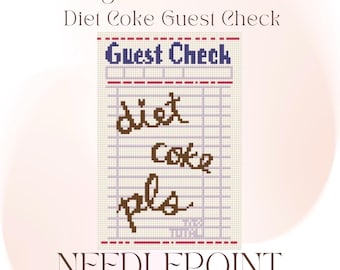 Diet Coke Guest Check 13 Mesh Digital Needlepoint Chart PDF