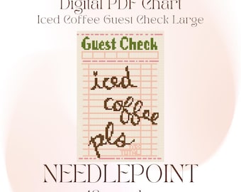 Iced Coffee Guest Check Large Digital Needlepoint Chart PDF