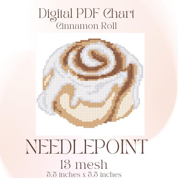 Cinnamon Roll 13 Mesh Digital Needlepoint Chart PDF