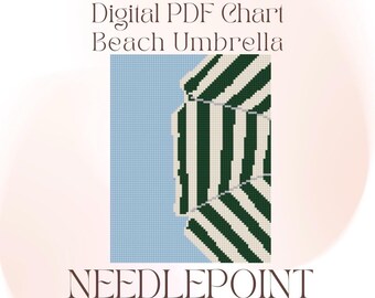 Beach Umbrella 13 Mesh Digital Needlepoint Chart PDF