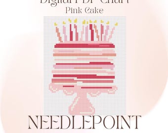 Pink Cake 13 Mesh Digital Needlepoint Chart PDF