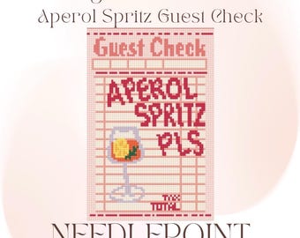 Aperol Spritz Guest Check 13 Mesh Digital Needlepoint Chart PDF