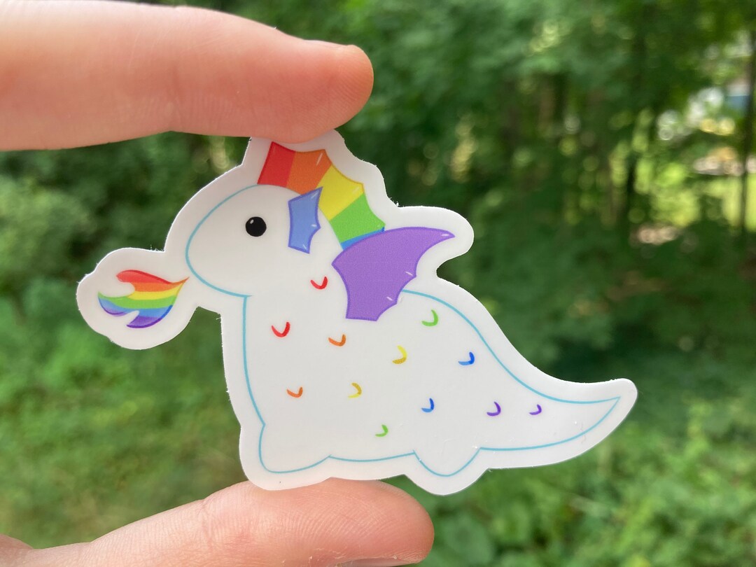 Rainbow Wubdragon Sticker // Waterproof Laptop Sticker // Cute Dragon ...