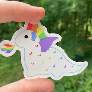 Rainbow Wubdragon sticker // Waterproof laptop sticker // Cute dragon vinyl decal