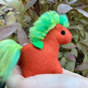 Big pumpkin Wubbiecorn // Handmade // Orange felt Unicorn // Stuffed toy // Plush // Embroidered // Made in Maine // Halloween pumpkin. image 4