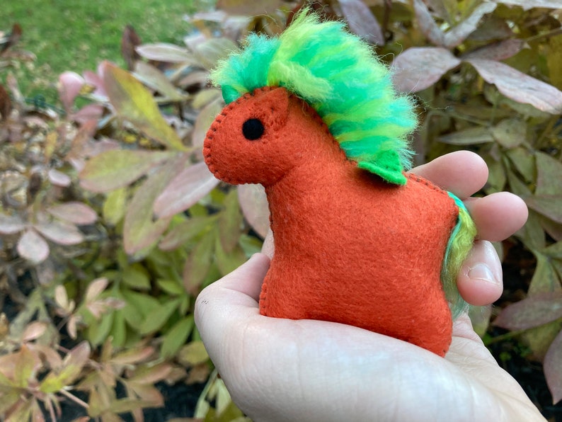 Big pumpkin Wubbiecorn // Handmade // Orange felt Unicorn // Stuffed toy // Plush // Embroidered // Made in Maine // Halloween pumpkin. image 6