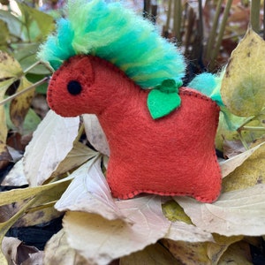 Big pumpkin Wubbiecorn // Handmade // Orange felt Unicorn // Stuffed toy // Plush // Embroidered // Made in Maine // Halloween pumpkin. image 2