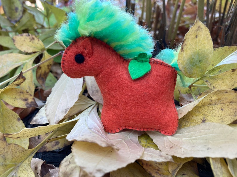 Big pumpkin Wubbiecorn // Handmade // Orange felt Unicorn // Stuffed toy // Plush // Embroidered // Made in Maine // Halloween pumpkin. image 2