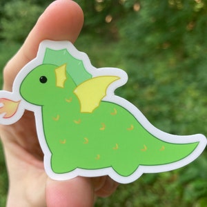 Green Wubdragon sticker // Waterproof laptop sticker // Cute dragon vinyl decal