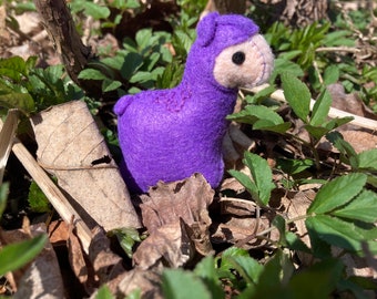 Purple Wubpaca // Handmade alpaca plushie // Cute felt toys // Pocket size felt friend // Felt farm animals