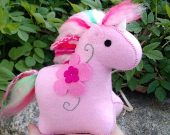 Giant Pink flower garden Wubbiecorn // Handmade // Felt Unicorn // Hot pink // Pastel pink // Stuffed toy // plush // Made in Maine.