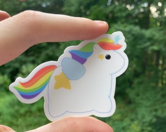 Rainbow winged Wubbiecorn sticker // Waterproof laptop sticker // Unicorn // Pegasus