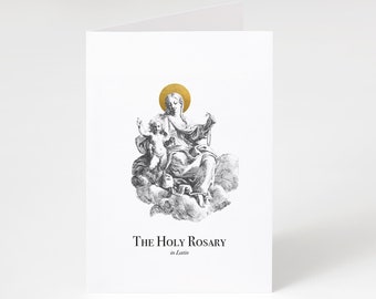 Latin Rosary Prayer Guide: Catholic Prayer Card (5x7 Folded)