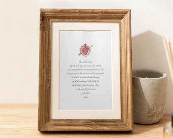 Golden Arrow Prayer Print | Sacred Heart of Jesus Print | Catholic Wall Art
