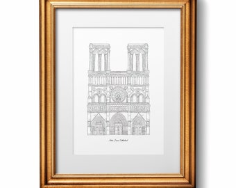 Notre Dame Cathedral in Paris Print | Catholic Church Architecture