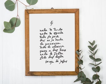 St. Teresa of Avila Handwritten Quote Print (5x7 or 8x10)