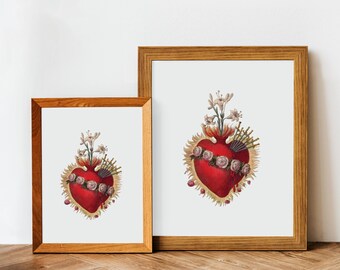 Sorrowful Heart of Mary Print | Marian Print | Catholic Wall Art