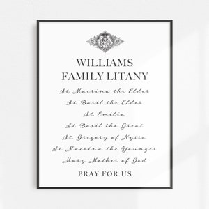 Custom Family Litany Print | Saint Litany | Personalized Gift | Catholic Wall Art