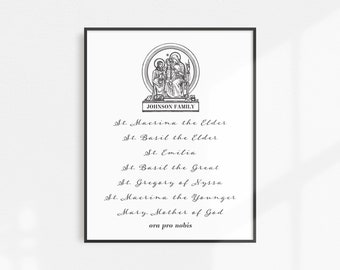 Custom Family Litany Print: Saint Litany, Catholic Gift