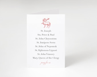 Catholic Priest Card: Saint Litany, Priest Ordination (5x7 Folded)