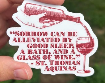 St. Thomas Aquinas Sticker | Catholic Wine Gift | Vinyl Catholic Sticker
