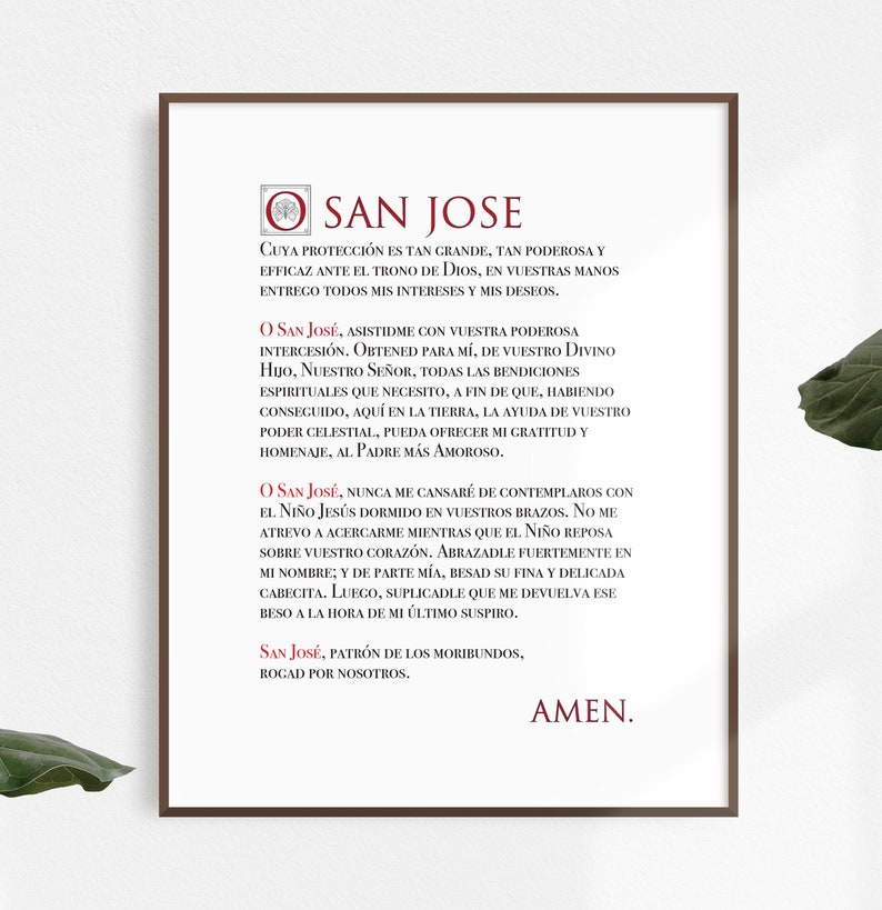 St. Joseph Prayer Print English & Spanish Catholic Wall Etsy