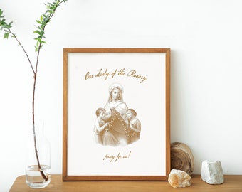 Our Lady of the Rosary Print | Marian Print | Catholic Wall Art