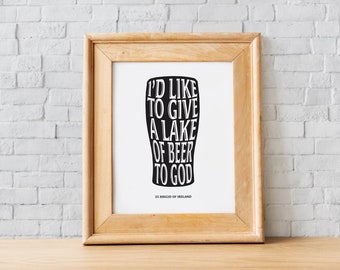 St. Brigid Beer Quote Print: Catholic Wall Art (8x10 or 5x7)