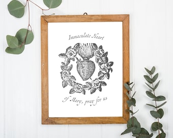 Immaculate Heart of Mary Print | Marian Print | Catholic Wall Art