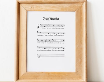 Ave Maria Music Sheet | Hail Mary Latin | Catholic Wall Art