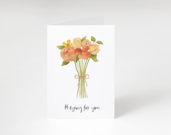Praying For You Card: Watercolor Spiritual Bouquet, Catholic Sympathy Card (5x7 Folded)