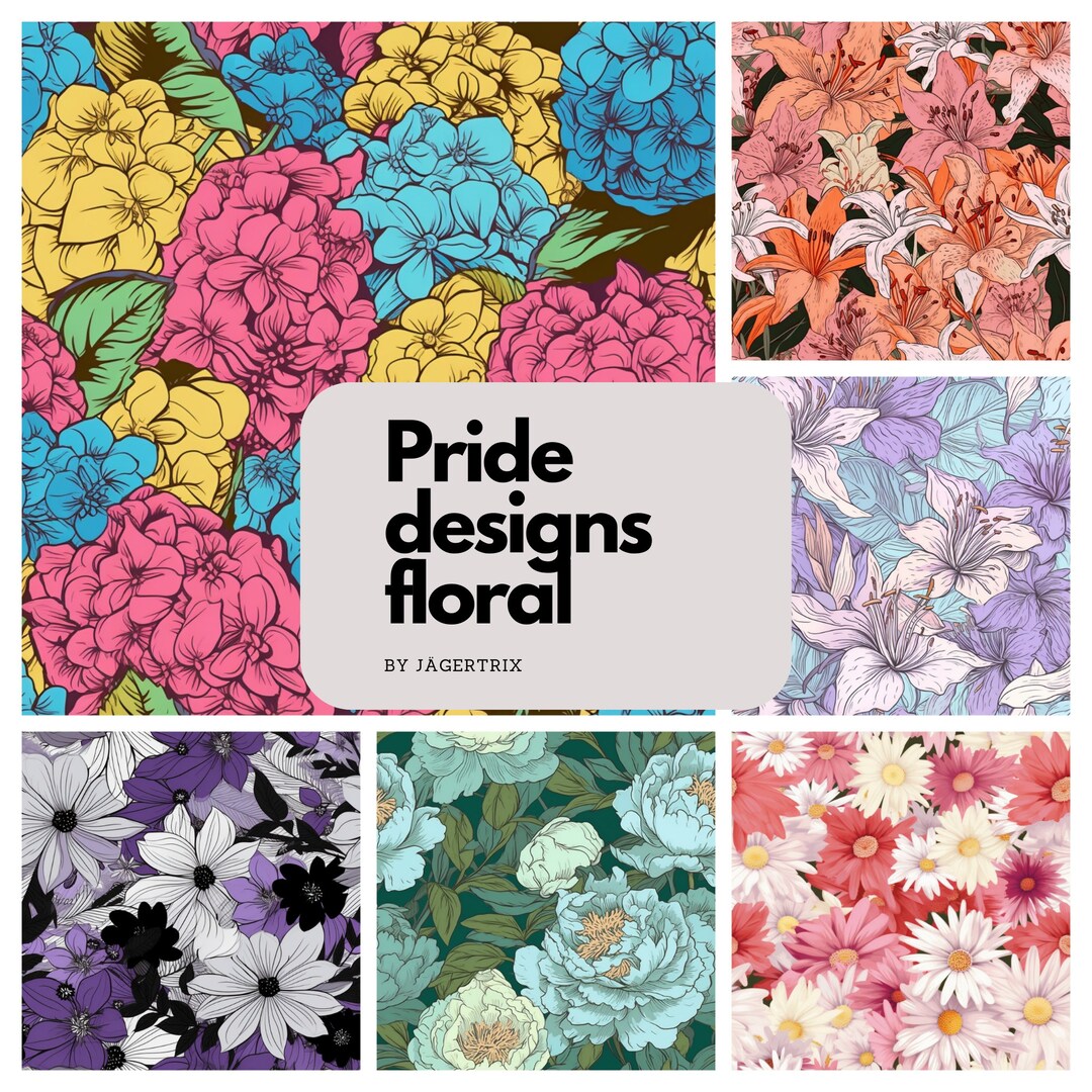 Pride Flag Flower Seamless Patterns Etsy