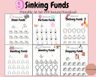 9 DRUCKBARE Spar-Bundle Challenge|Budgetierung|Cash Stuffing|Geld Umschläge|Instant Download|A6 Größe 3x6 'Sammelmappe