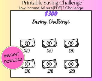 A6 Mini Savings Challenge Printable Tracker|Low Budgeting|Cash Stuffing|Fits A6 Cash Envelope|Printable Tracker