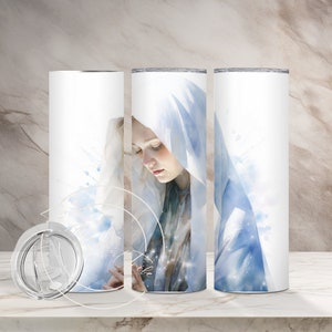 Angelic Mary Tumbler Wrap, 20 oz Skinny Tumbler Digitaal Bestand, Kerstmis, Engel, Aquarel Celestial, Boho, Scrapbook, Journal, Geloof, Hoop
