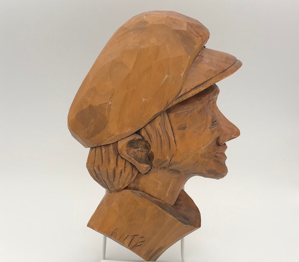 Wooden HandCarved Folk Art Heads in Side Profile Artisinat Etsy