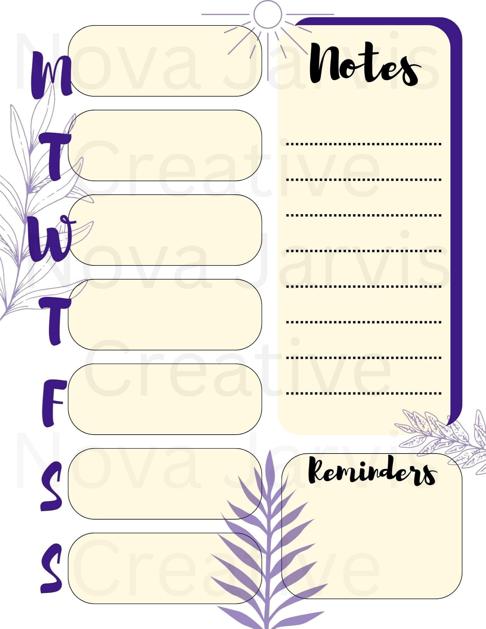 Seasonal Themed Weekly Planner Printable Download - Etsy