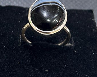 Natural Black Agate Onyx Ring - Handmade Gemstone Ring - December Birthstone - 925 Sterling Silver - Cocktail Ring - Statement Ring -
