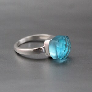 Blue Topaz Ring - Blue Topaz Quartz - Bridal Ring - Bridesmaid Ring - 925 sterling silver - Engagement Ring - Gift for Wife - Statement Ring