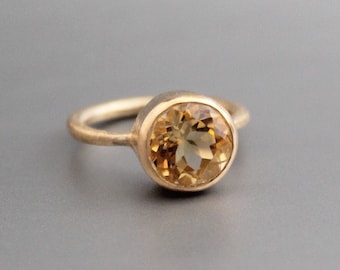 Citrine Gemstone  Ring - November Birthstone - Citrine yellow Gemstone - 925 Sterling Silver - Handmade ring - Gold Ring