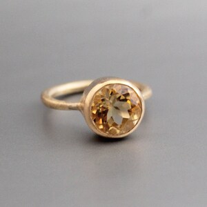 Bague en citrine - Pierre de naissance de novembre - Citrine jaune - Argent sterling 925 - Bague artisanale - Bague en or