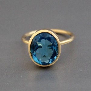 Blue Topaz Ring - Blue Ring -Blue Quartz Ring - Bridesmaid Ring - 925 sterling silver - Engagement Ring - Gift for Wife- Blue Stone Ring-