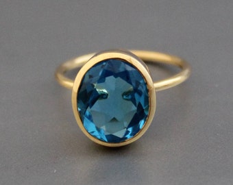Blue Topaz Ring - Blue Ring -Blue Quartz Ring - Bridesmaid Ring - 925 sterling silver - Engagement Ring - Gift for Wife- Blue Stone Ring-