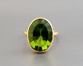 Peridot Ring - Bohemian Ring - Sterling Silver Ring - Green Quartz Gemstone Ring - Statement Ring - Boho Jewelry - August Birthstone Ring